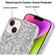 thumbnail image 3 of Compatible with iPhone 14 Case Luxury Glitter Sparkle Bling Shiny Case Hard PC Shockproof Full Camera Lens Protective Case for iPhone 14 6.1 Inch - Sliver, 3 of 14
