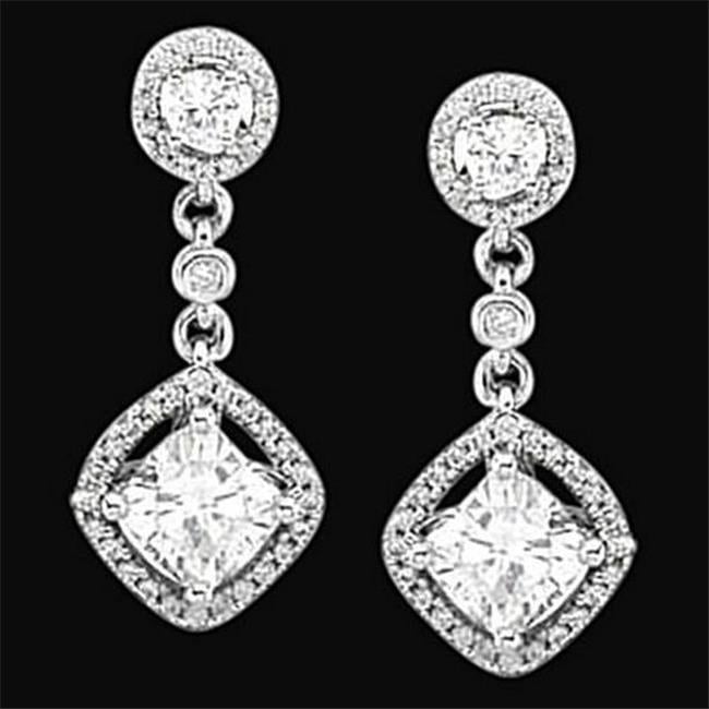 Harry Chad Enterprises 51183 3.50 CT Sparkling Diamonds Chandelier Earrings, 14K White Gold