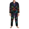 thumbnail image 3 of Fotbe Futuristic Cat Warrior Pijama de Hombre con Estampado de Manga Larga, Conjunto de 2 Piezas, Ropa de Dormir Suave y Cómoda con Bolsillos-Small, 3 of 7