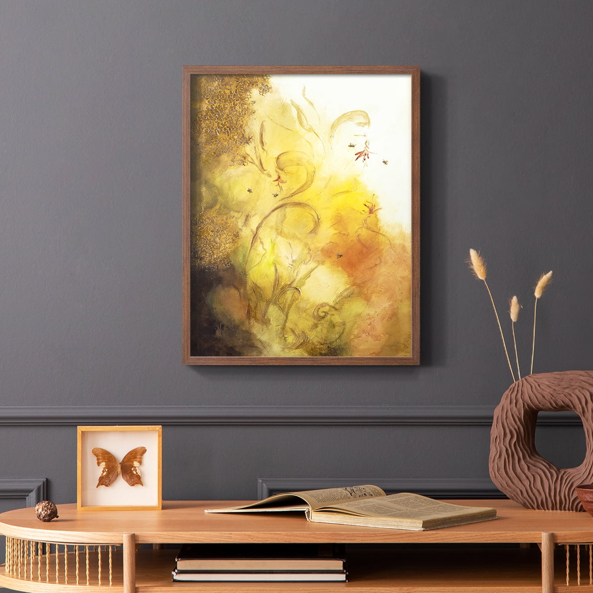 Nectar III Framed Print in Brown Solid Wood Framed Print No Nail Hanging
