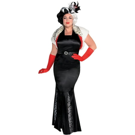101 Dalmatians Cruella De Vil Costume for Adults, Plus Size, Includes a Dress