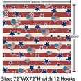 thumbnail image 3 of 4th of July Shower Curtain American Patriotic Stars Pattern with Old Glory Theme Independence Day Red Beige Holiday Home Bathtubs Curtain Decoration with Set 12 Hooks 72x72 Inches, 3 of 5