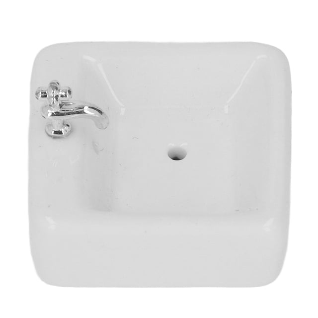 Lavabo de Salle de Bain pour Maison de Poupée, Céramique Blanche Résistante à l'Usure, Lavabo de Salle de Bain Miniature pour Maison de Poupée, Accessoires pour Maison de Poupée