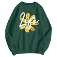 thumbnail image 4 of Arlun Graphic Sweatshirts for Women Cute Flower Pattern Funny Letter Print Oversized Crew Neck Hoodless Sweatshirt Long Sleeve Drop Shoulder Loose Casual Fashion Pullover Tops 2025 Dark Green2 M, 4 of 5