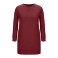 thumbnail image 3 of USSUMA Dresses for Women 2025 Casual Spring Women'S Casual Dresses Long Sleeve Crew Neck Casual Solid Color Dress with Pocket Hoodie Maxi Dress Trendy Dresses Birthday Wine Dress Size-XXXL, 3 of 5