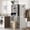 Black-Glass Door, variant on Fil-fresh Over The Toilet Storage Cabinet, Bathroom Organizers and Storage with Barn Doors, Thicken Metal Stand & MDF Wood Above Toilet Storage Cabinet, Freestanding Space Saver, White