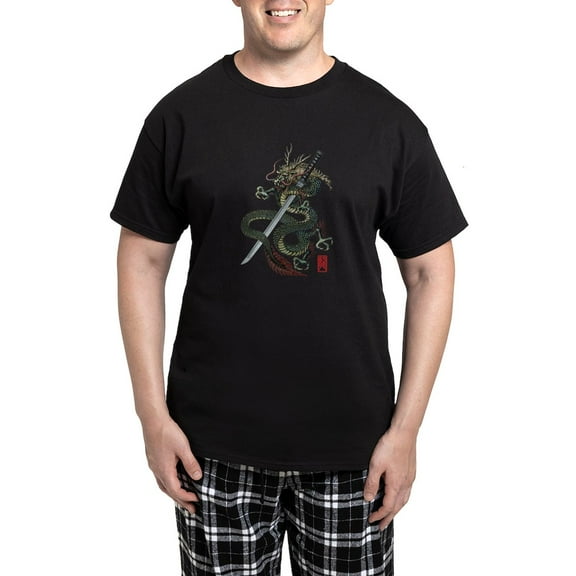 CafePress - Dragon Katana Men's Dark Pajamas - Men's Dark Loose Fit Cotton Pajama Set