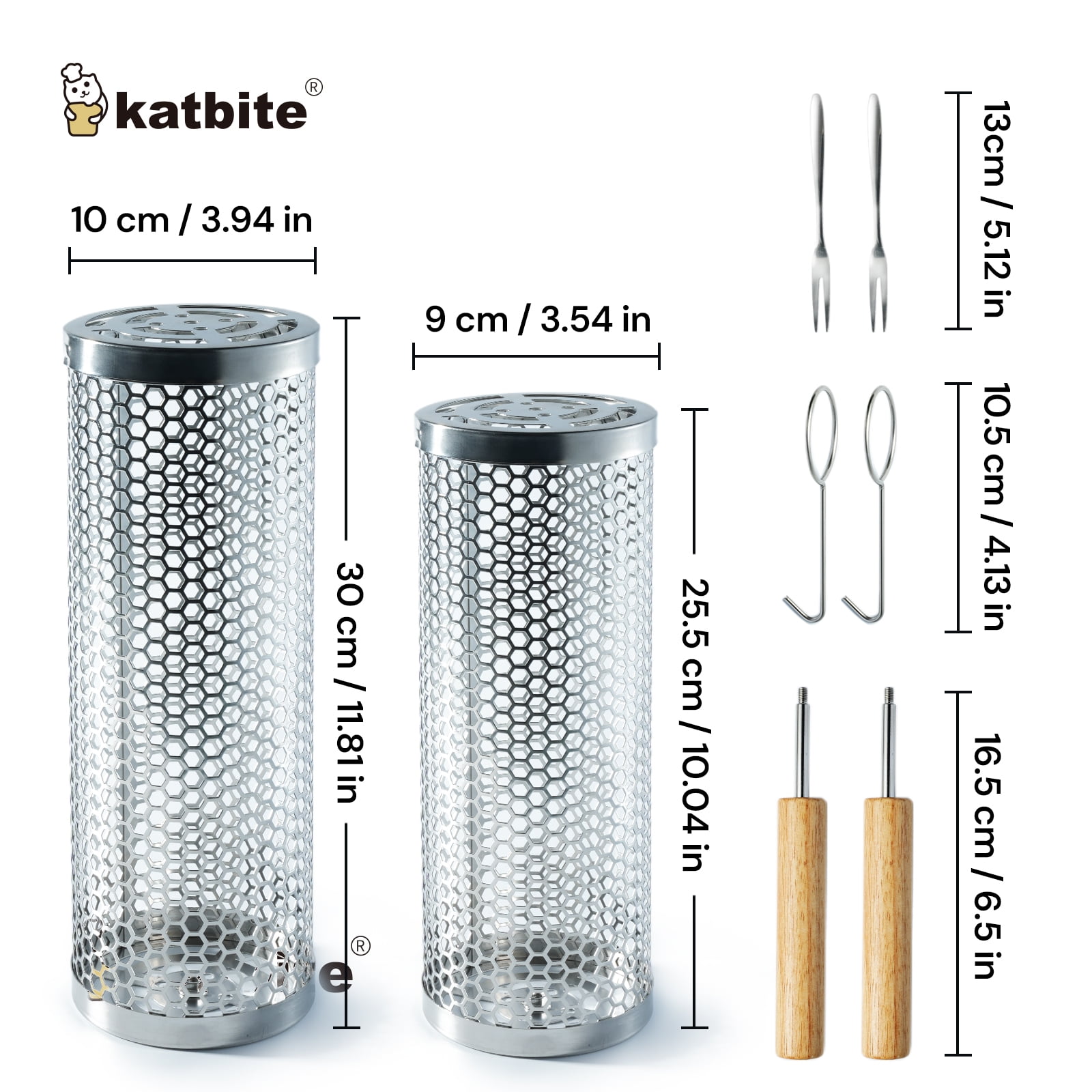 Katbite 2-Pack Rolling Grill Baskets