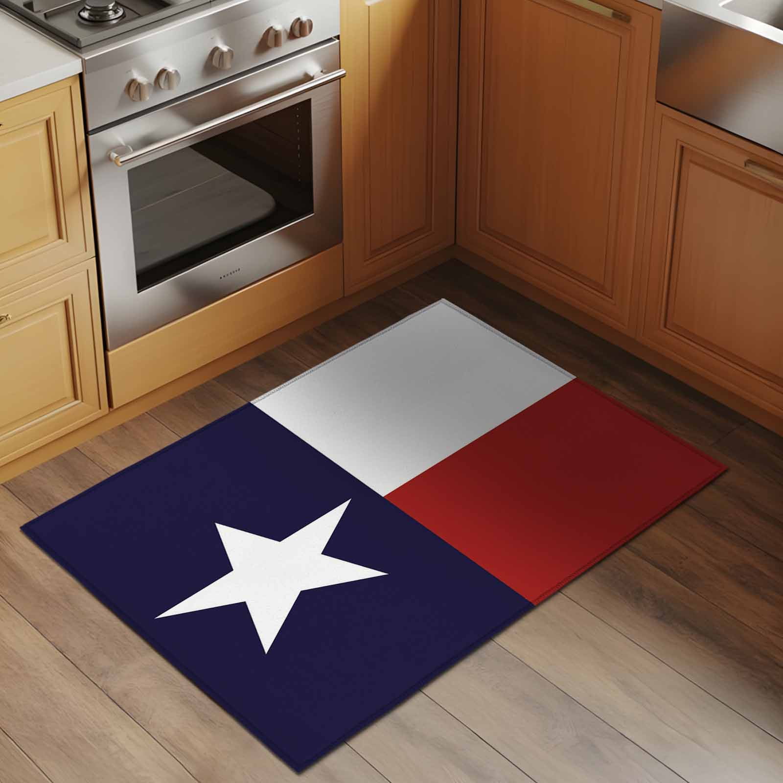 Entrance Runner Rug 2'x3', Blue Red White Texas Flag with Star Non-slip Doormat for Indoor Outdoor Entrance, Minimalistic Geometric Stripe Throw Floor Mat for Front Door/Living Room/Bedroom/Bathroom