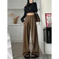 thumbnail image 2 of Pantalones casuales adelgazantes de pierna recta para mujer de Maillard, pantalones acampanados de cuero sintético, pantalones de moto de otoño e invierno, estilo francés, dinero, 2 of 4
