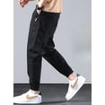 thumbnail image 2 of ML Harem Pants Men Simple Solid Streetwear Spring Summer Breathable Ankle Banded Spliced All-match American Style Male Trousers, 2 of 6