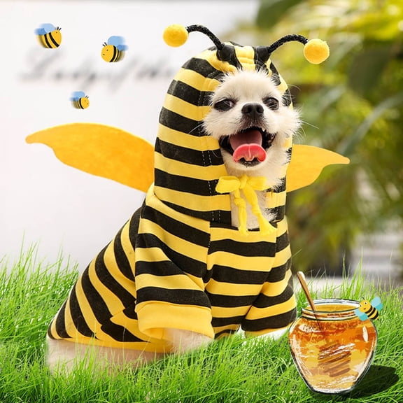 DOPI Pet Pullover Bee Appearance Pet Cosplay Two-leg Cute Pet Dogs Cats Hoodie Costume for Christmas