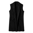 thumbnail image 6 of Winter Fuzzy Coats for Women Casual Sleeveless Vests Jacket with Pockets Open Front Fleece Long Cardigan New Women Jackets Casual Black L, 6 of 7