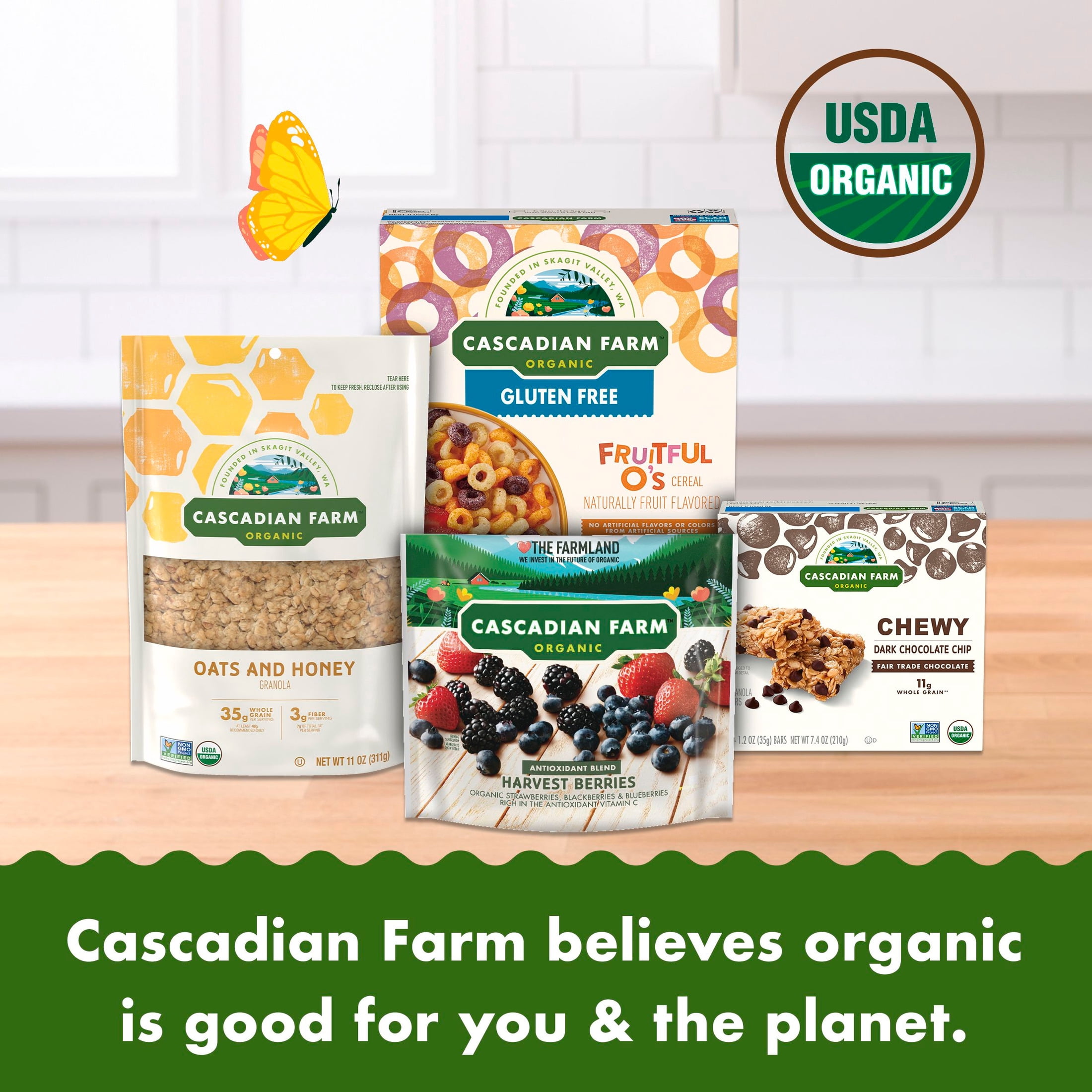 (12 pack) Cascadian Farm Organic Vanilla Chip Chewy Granola Bars, 6 Bars, 7.4 oz.