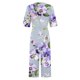 thumbnail image 5 of Pantalones de Vestido Casual para las Mujeres Impresión Floral Manga Corta con Cuello en V Cremallera Lateral Bolsillo Pantalones de Sudadera para Primavera Verano, 5 of 5
