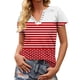 thumbnail image 5 of TaTaai Ladies Spring Summer Fashion V-Neck Tee Cotton Blend Relaxed Fit Short Sleeve Snap Button Detail Scattered Print Casual Daily Streetwear Breathable Women Top Gift, 5 of 6