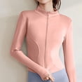 thumbnail image 2 of Chaqueta deportiva para mujer con cuello alto, resistente al viento y con cremallera completa. Rosa Grande, 2 of 9