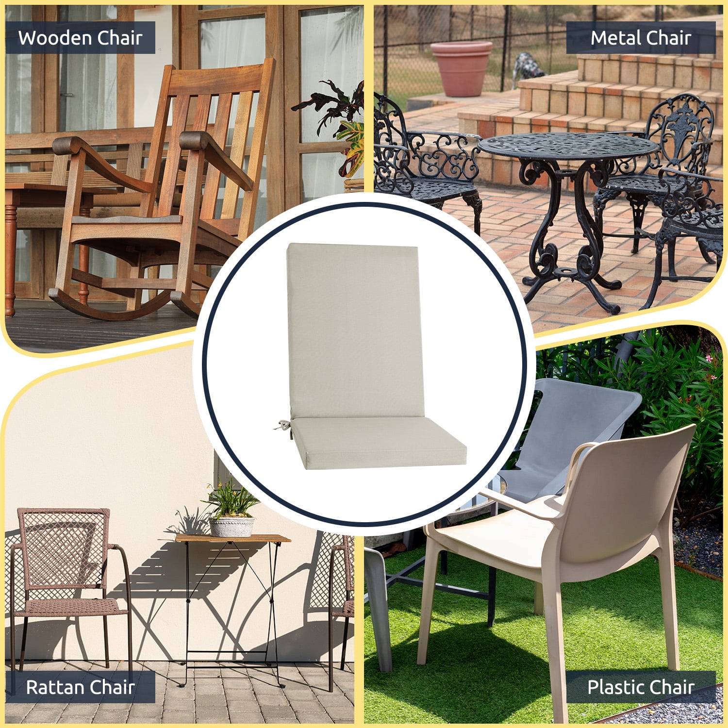 MOONORAH Outdoor Chair Cushions, Patio Seat Cushions Outdoor Chair Pads, 42"L x 18"W Rectangle Waterproof Outdoor Chair Cushion Garden Sofa Couch Chair Pads, Premium Comfortable, Grey