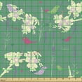 thumbnail image 2 of Bird Fabric by the Yard, Herbal Spring Flower Blossom Nature Graphic Print on Pastel Backdrop, Upholstery Fabric for Dining Chairs Home Decor Accents, Laurel Green Multicolor by Ambesonne, 2 of 5
