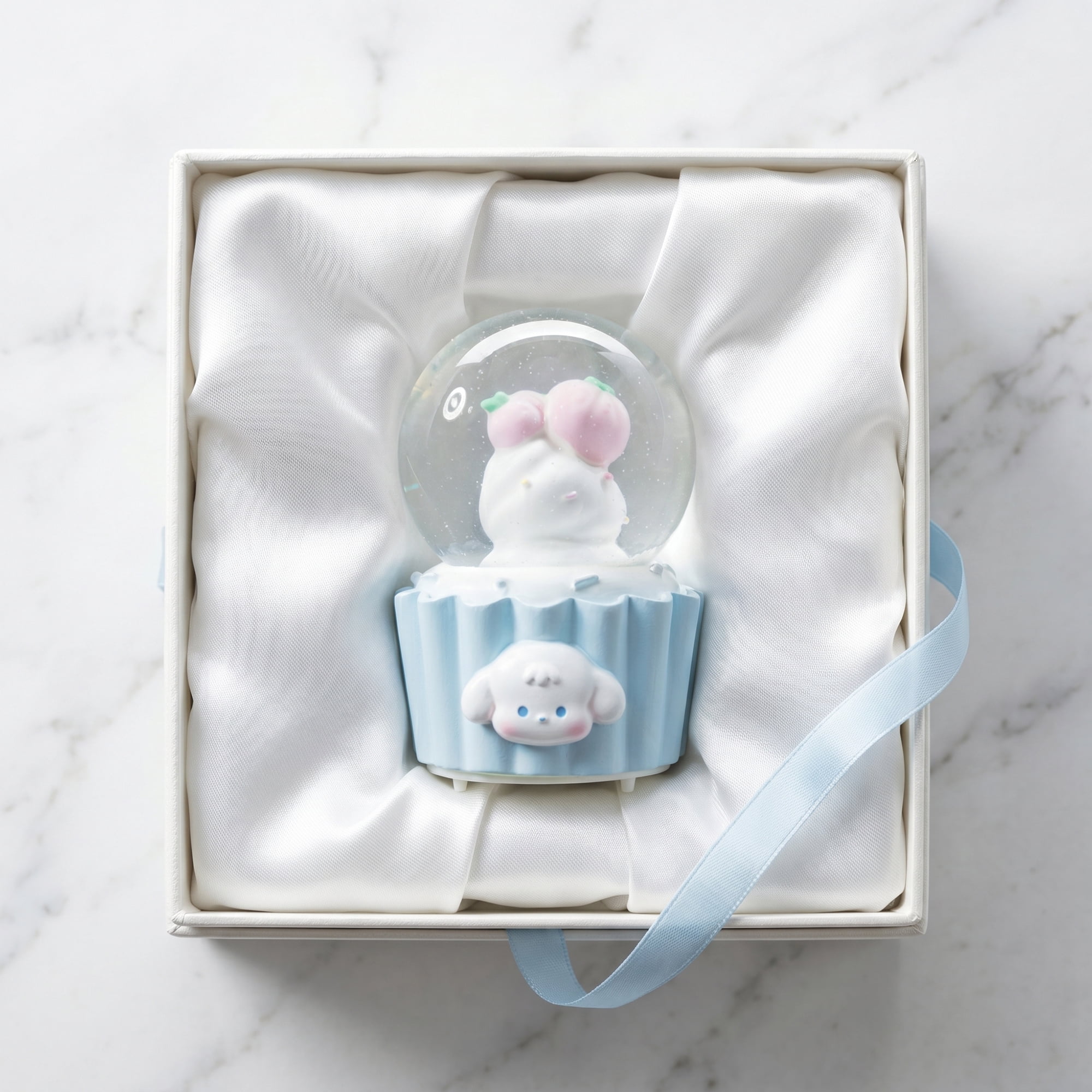Unique Bargains Mini Resin Figurine Snow Light Up Crystal Ball Blue 1.8" x 1.8" x 2.7"