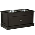 thumbnail image 2 of PawHut Large Elevated Dog Bowls with Storage, Raised Dog Bowl Stand, Brown, 2 of 9