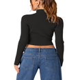 thumbnail image 3 of Ladies‘ Fitted Short Knitted Sweater in Solid Color with Zipper Closure, 3 of 7