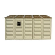 DuraMax 10.5ft x 13ft Woodbridge Plus Plastic Vinyl Outdoor Shed w/ Foundation Kit & Window