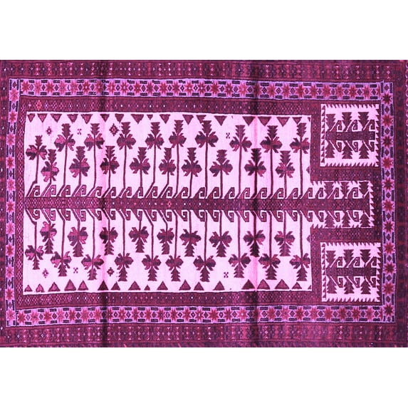 Ahgly Company Machine Washable Indoor Rectangle Persian Purple Traditional Area Rugs, 8' x 12'