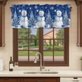 thumbnail image 6 of Navy Blue Christmas Curtain Valances for Windows, Kitchen Valance Window Treatments Panel 2 Pack, Snowman Snowflake Gifts Xmas Tree Rod Pocket Short Curtains for Bathroom Bedroom 42 x 12 Inch, 6 of 8