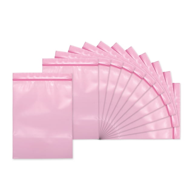 Uxcell 3.5"x5.1" Anti-Static Seal Top Plastic Bag, 100pcs Reclosable Poly Bags, Pink