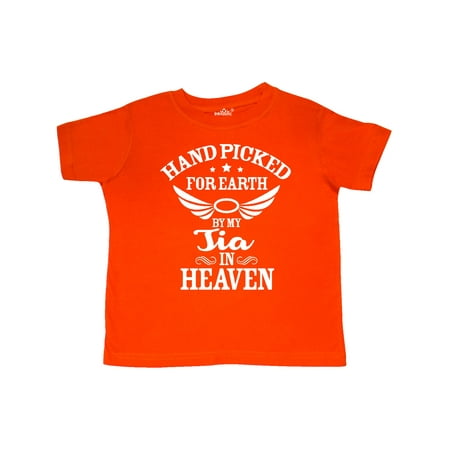 

Inktastic Handpicked for Earth By My Tia in Heaven with Angel WIngs Gift Toddler Boy or Toddler Girl T-Shirt