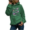 thumbnail image 1 of Penkiiy Sweat à Capuche pour Femmes Mode Manches Longues Imprimé avec Poche Décontracté Vert Y2K, 1 of 7