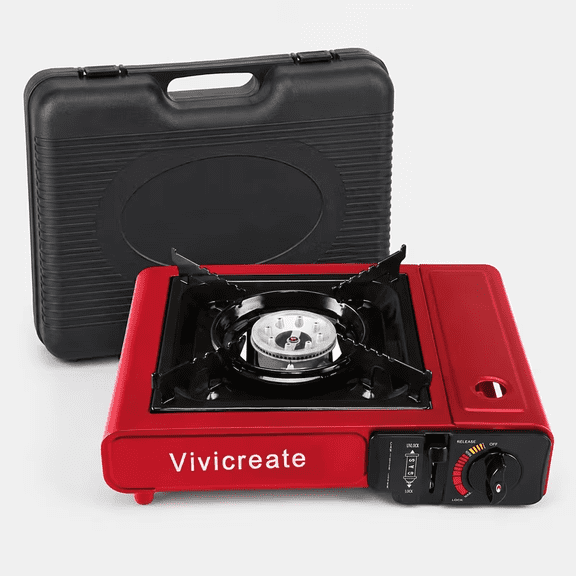 Vivicreate 7000 Btu Portable Butane Stove with Auto Ignition, Single Burner Gas Cooktop for Camping and Outdoor Cooking