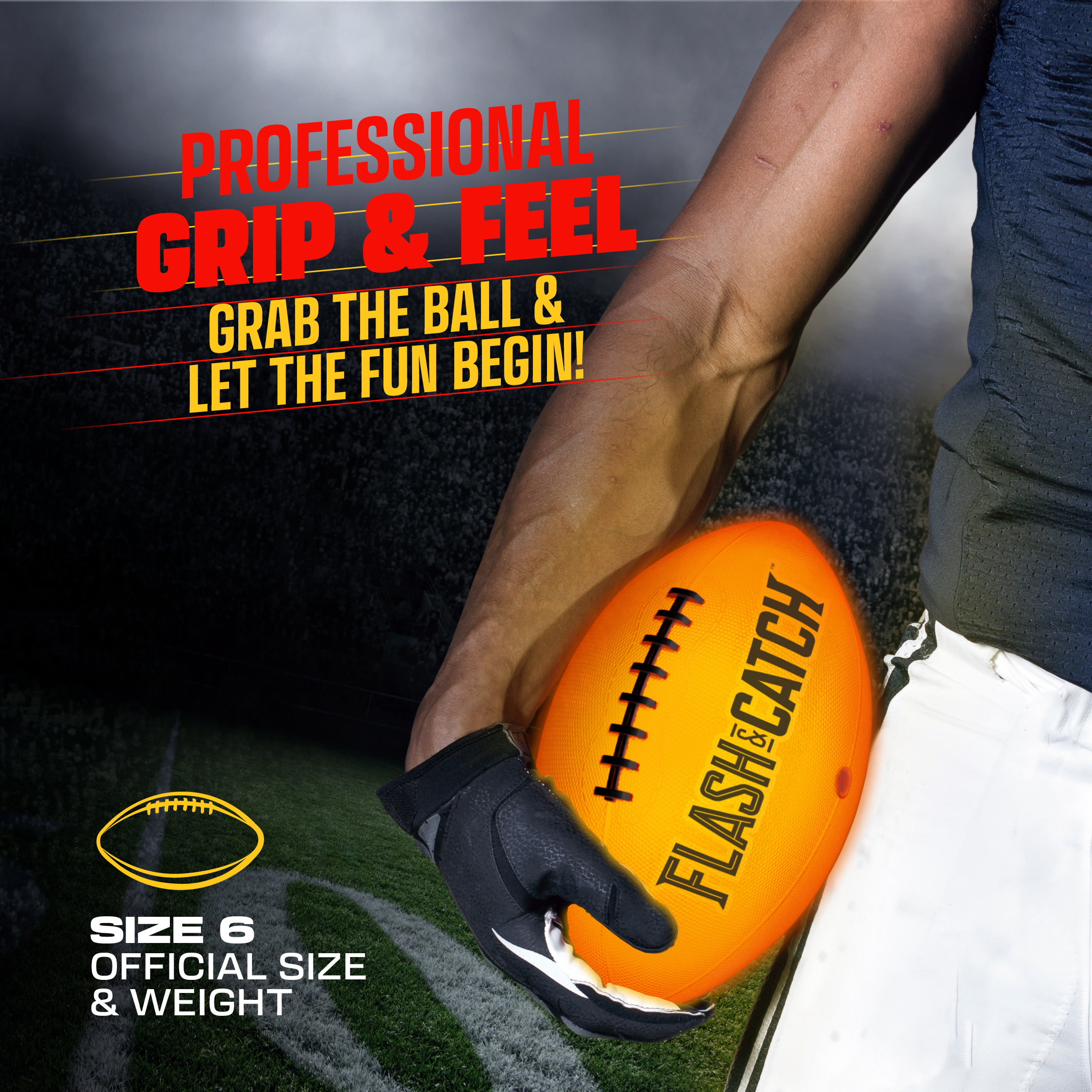 Light-up Football - NO 6 - Glow-in-the-Dark Ball - Outdoor Sports Gifts for Boys Ages 8-15+ Years