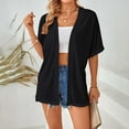 thumbnail image 7 of Women's T Shirts Short Sleeve Lightweight Cardigan Open Front Loose Cover Ups Blouse Summer Casual T-shirt Tops, 7 of 7
