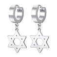 thumbnail image 5 of Mens Drop Earrings Huggie Star of David Dangle Dangly Stainless Steel/Black/Gold Hoop Earrings for Women Punk Cool Jewelry Clearance, 5 of 6