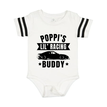 

Inktastic Poppis Lil Racing Buddy with Car Silhouette Gift Baby Boy or Baby Girl Bodysuit