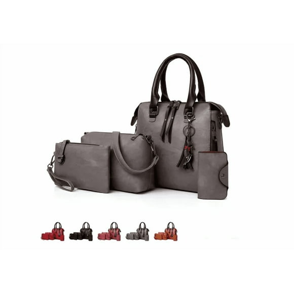 Set 4 Bolsas Moda Mujer Dama Colgante Gato Borla Versatil Xtellar gris