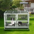 thumbnail image 6 of GoFashion 48"Stainless Steel Dog Crate Pet Kennel, Portable Collapsible Two-Door Kennel Dog Cage, Pet Fence Lockable Wheel, Tray For Small And Medium To Large Dogs, 6 of 6