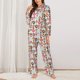 thumbnail image 2 of Fotbe Colorful Donuts Conjunto de Pijama de Manga Larga para Mujer con Estampado, Ropa de Dormir de 2 Piezas, Conjunto de Casa Suave y Cómodo con Bolsillos-Small, 2 of 7