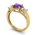 thumbnail image 2 of Clara Pucci 14K Yellow Gold Solid Gold Amethyst Three-Stone Anniversary Ring for Women - 1.5 cttw Round Cut, 2 of 8