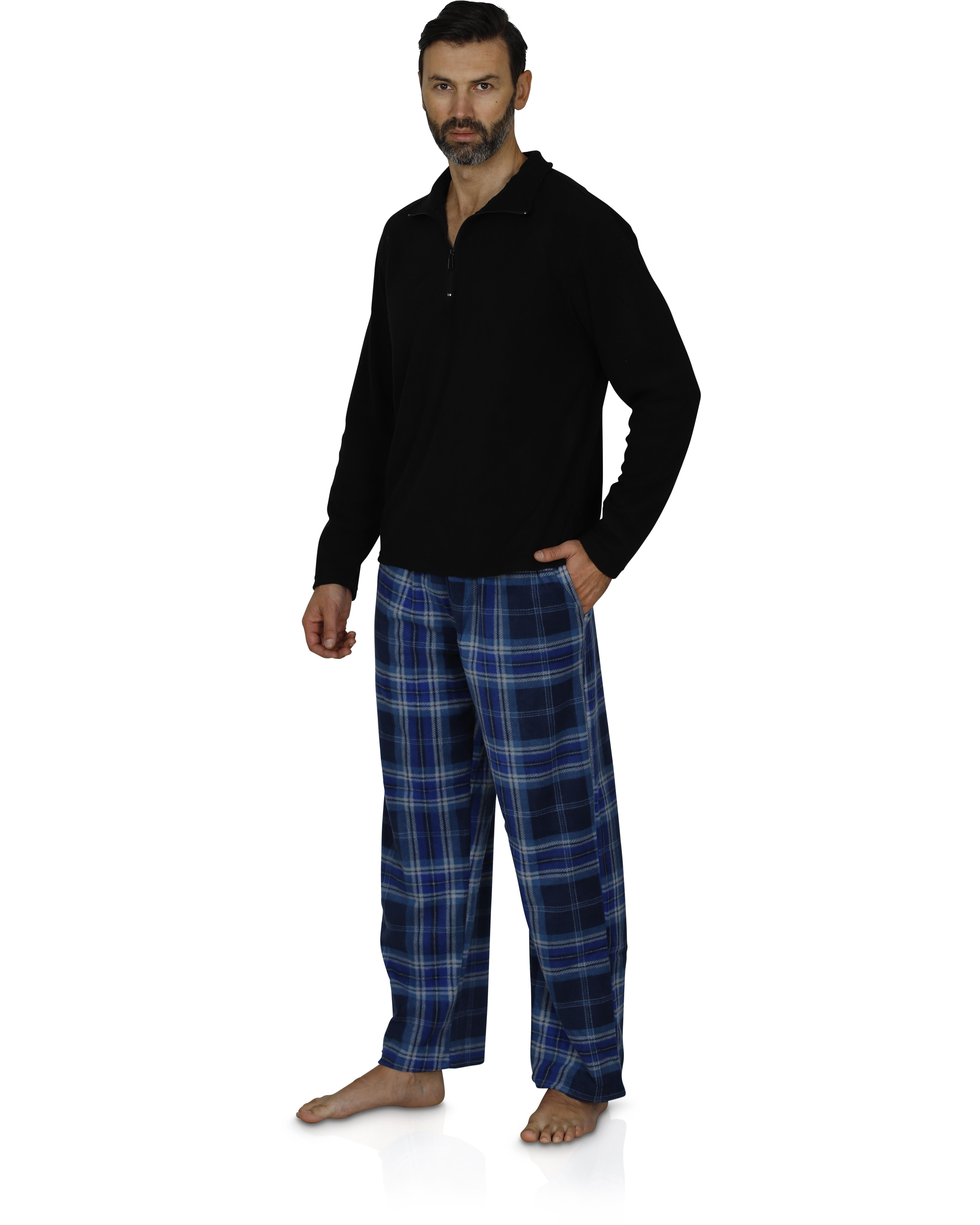 Intimo - Mens Pajama Long Sleeve Top and Buffalo Plaid Pants Loungewear
