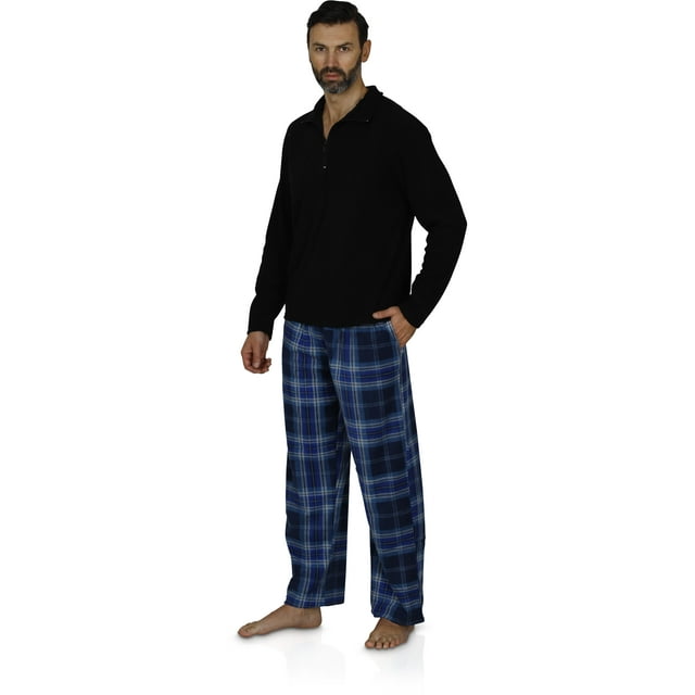 Ensemble de Pyjama pour Homme à Manches Longues avec Haut et Pantalon à Carreaux en Molleton