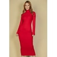 thumbnail image 2 of Ribbed Bodycon Midi Dress with Long Sleeves and Mock Neck, 2 of 7