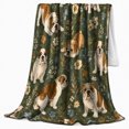 thumbnail image 2 of English Bulldog Wildflower, Peaceful Pet Portrait Pattern, Warm Flannel Blanket for Living Room and Reading Nook, Dog Lovers Friendship Gift, Pet Lover Home Decor, 2 of 9