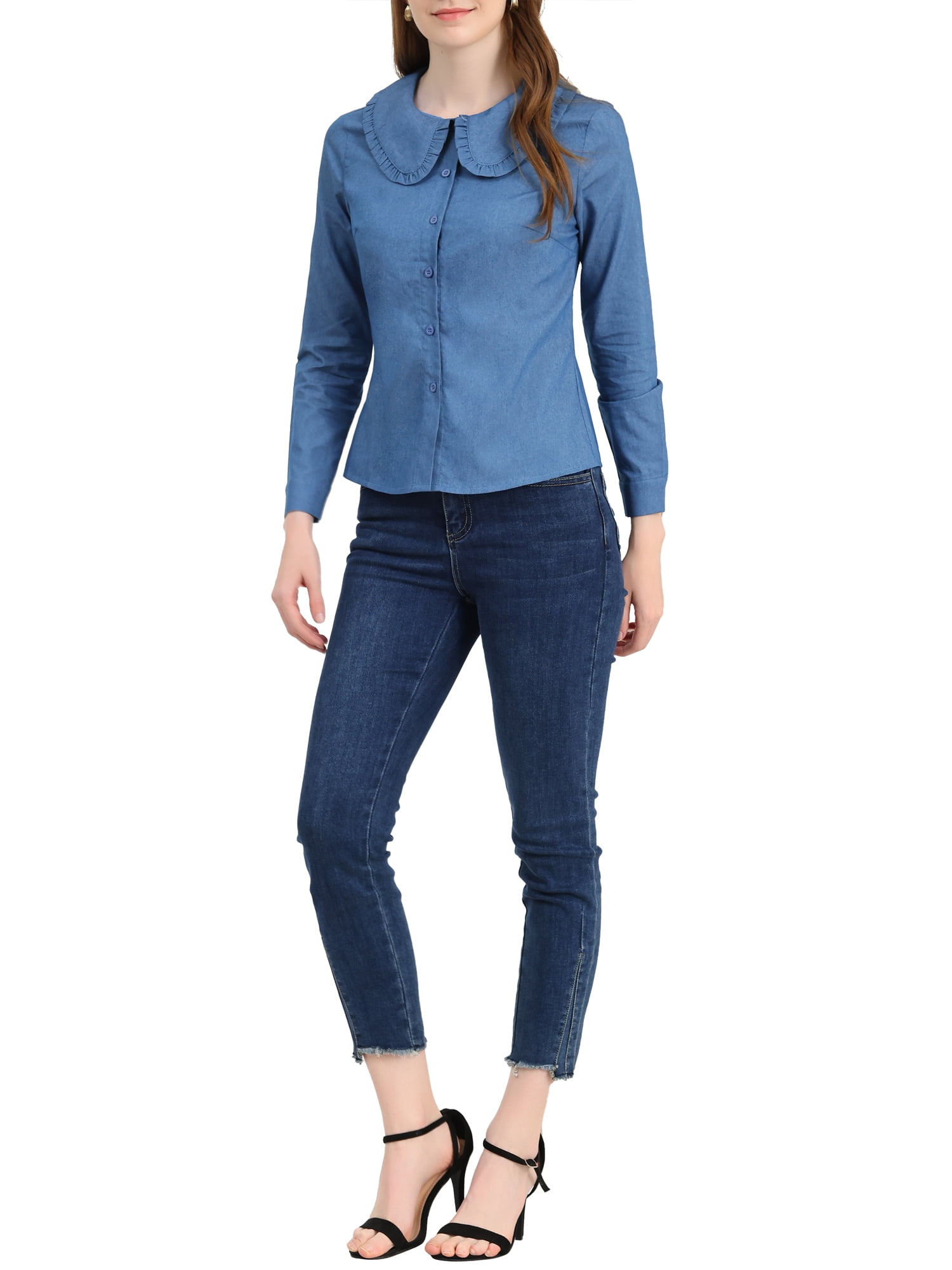 denim shirt peter pan collar