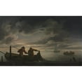 thumbnail image 2 of Raphael Govertsz. Camphuysen 24x16 Black Ornate Framed Double Matted Museum Art Print Titled: An Estuary Scene with Fisherman (Second Quarter of 1600s), 2 of 5