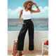 thumbnail image 4 of Pantalones de Salón Anchos para Mujer, Color Negro, Talla L, 4 of 8