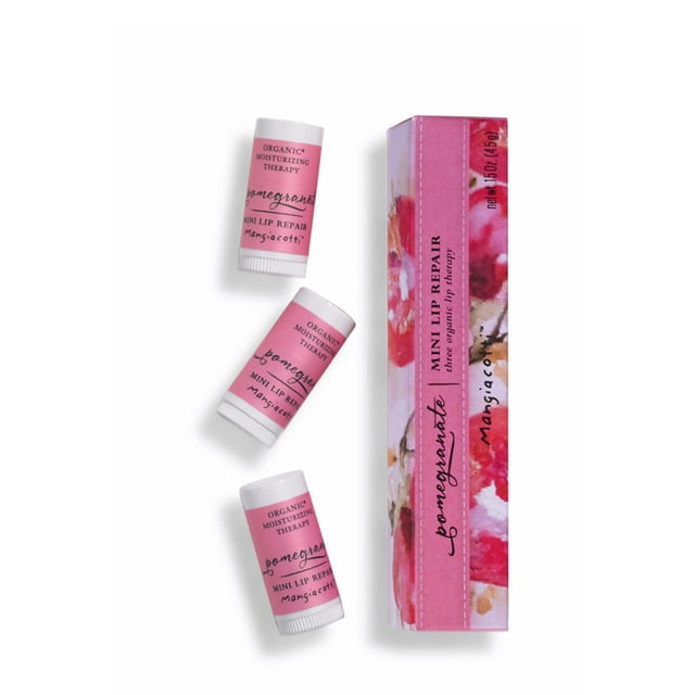Mangiacotti Bálsamo Labial Barras Reparadoras Hidratantes para Labios Suaves Mini Bálsamos de Cera de Abejas Orgánicas Paquete de 3 Granada