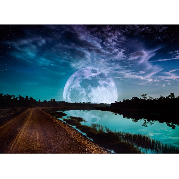 Taladro diamante pintura (DE1778) DIY Luna paisaje habitación decoración completo redondo dibujo Kit 45x60cm FLhrweasw Nuevo